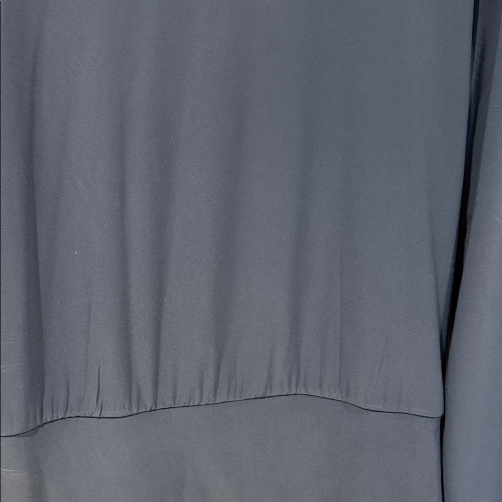 White House Black Market Dusty Blue Blouse with v-neck back and lovely bow - Picture 5 of 5